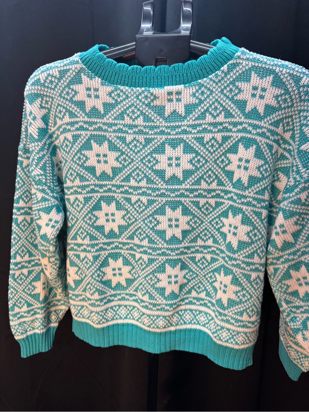 Jolie Teal and Cream Nordic Star Crewneck Sweater